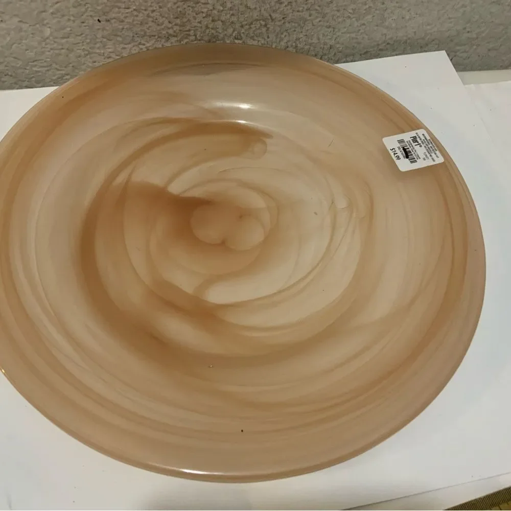 Pier 1 Imports Alabaster Peach Swirl Glass Charges Plates 12.75